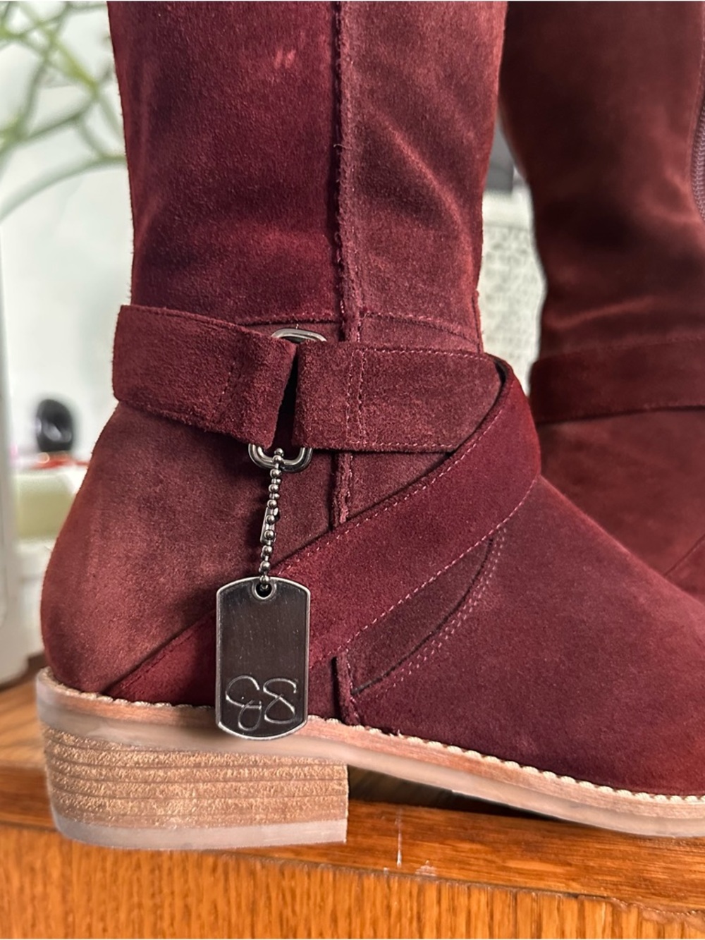 Jessica Simpson Women's Tall Suede Riding Boots in Deep Burgundy - Picture 2 of 9